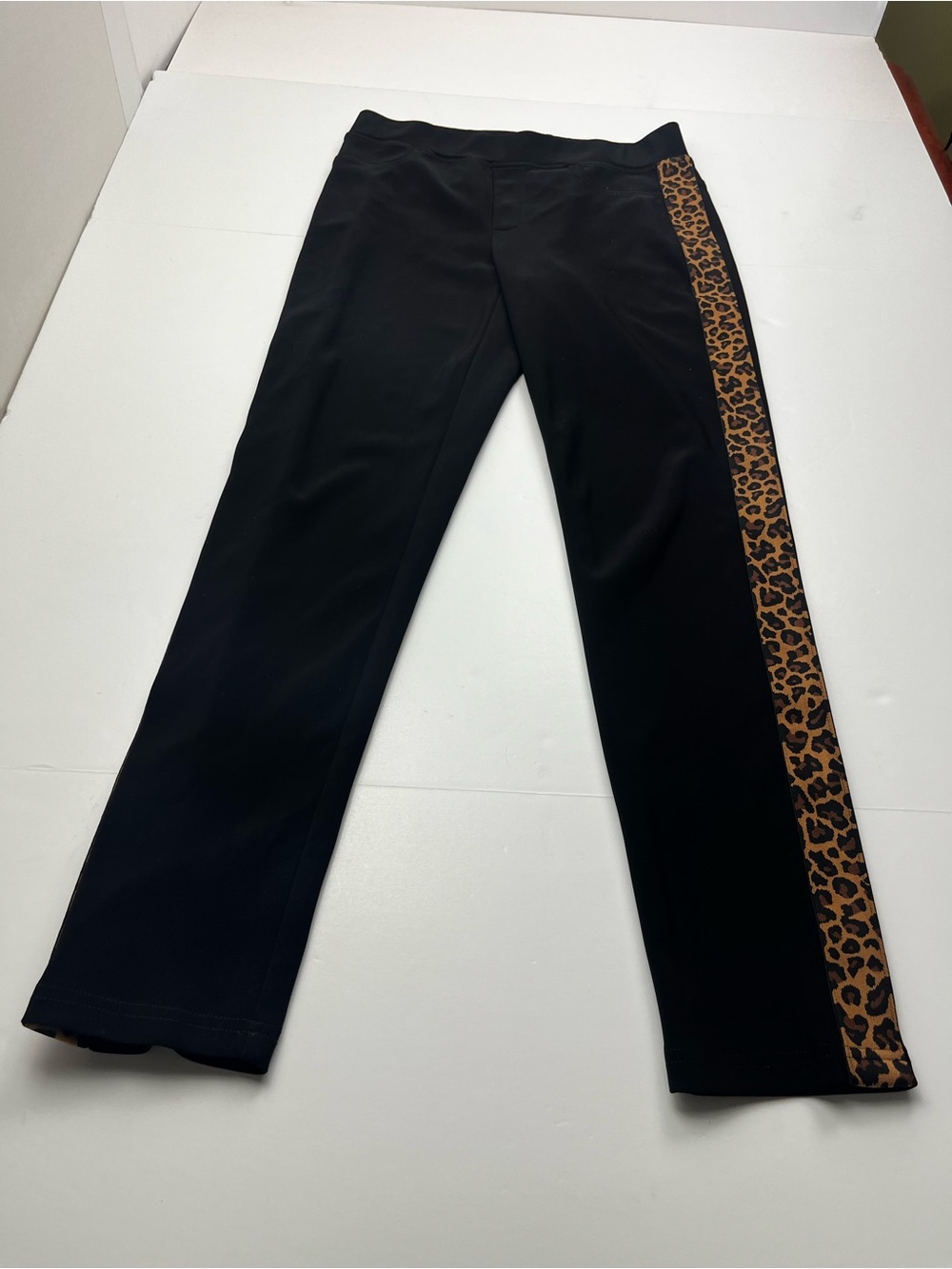 Joseph Ribkoff Black Leopard Cheetah Side Pull-On Pant Womens 8 Stretch Pockets